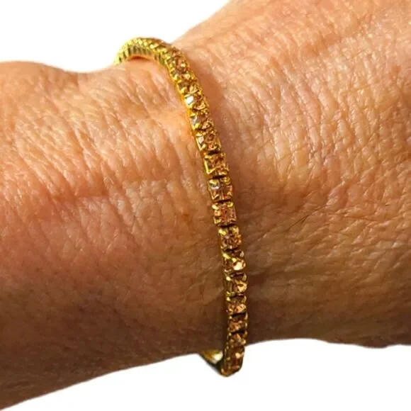 PARIS!‎ Tennis Bracelet Soft Blush and Goldtone Stretch 8" - Picture 3 of 8